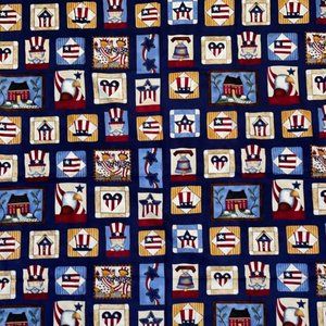 New MMFab 2.2 Yards Patriotic Fabric Material Liberty Bell Uncle Sams Hat Flag